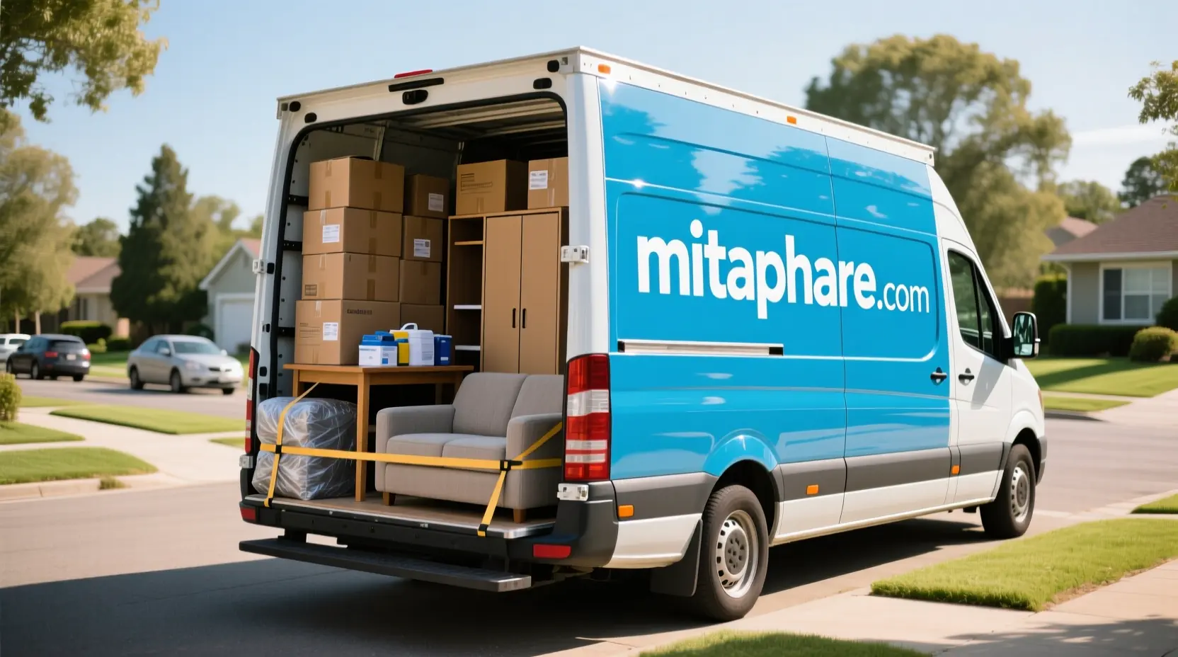 Packed moving van illustration