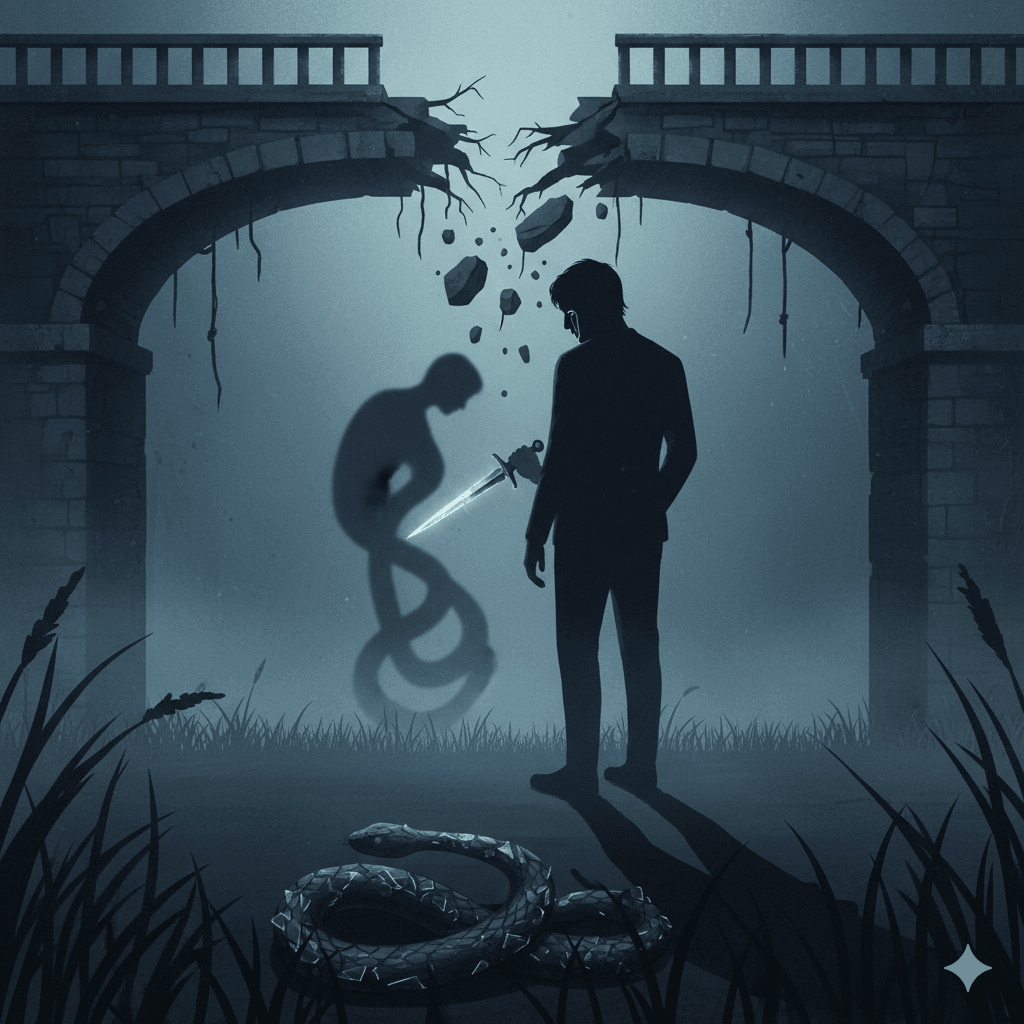 Illustration representing betrayal with metaphorical imagery