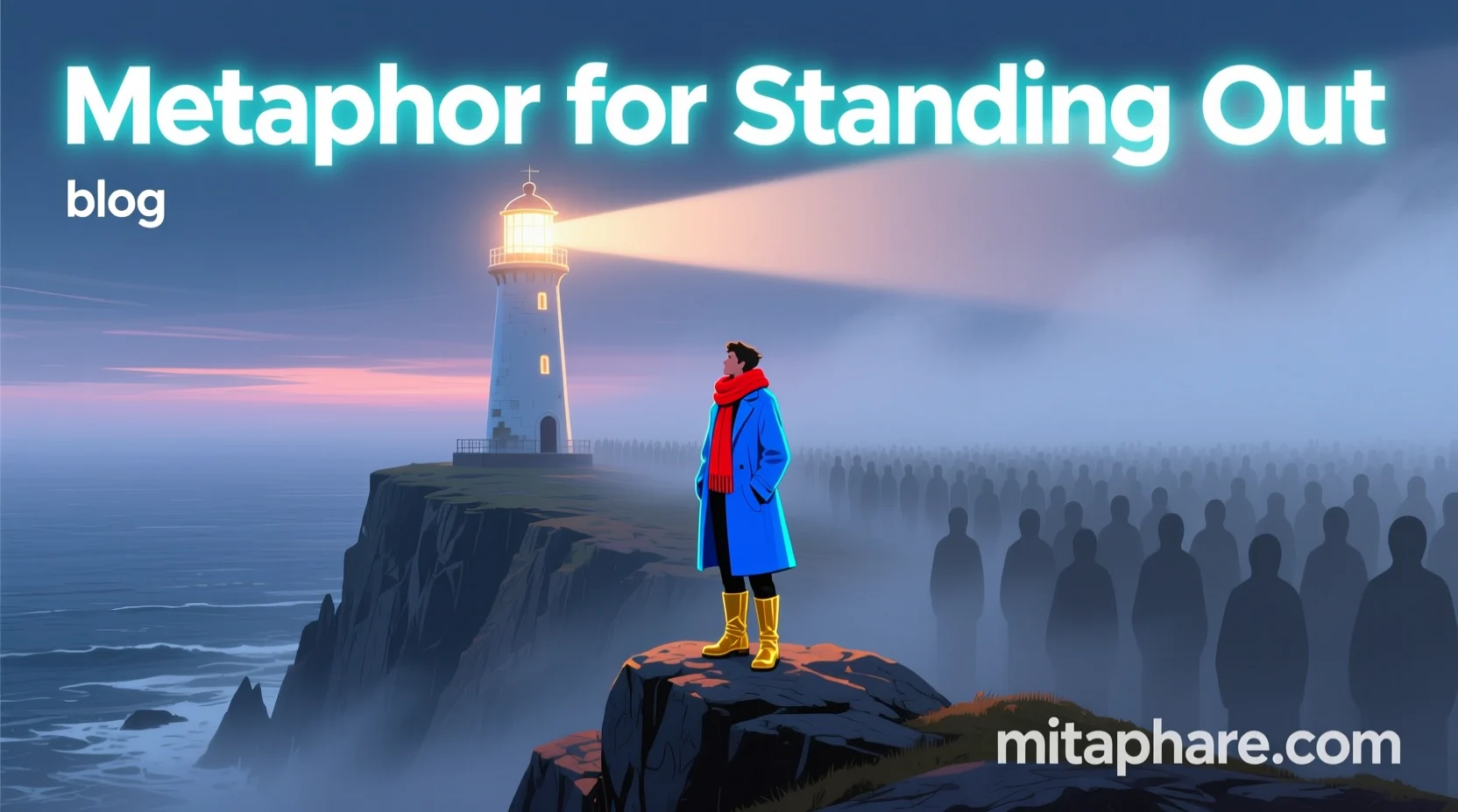 Illustration of a lighthouse in the fog